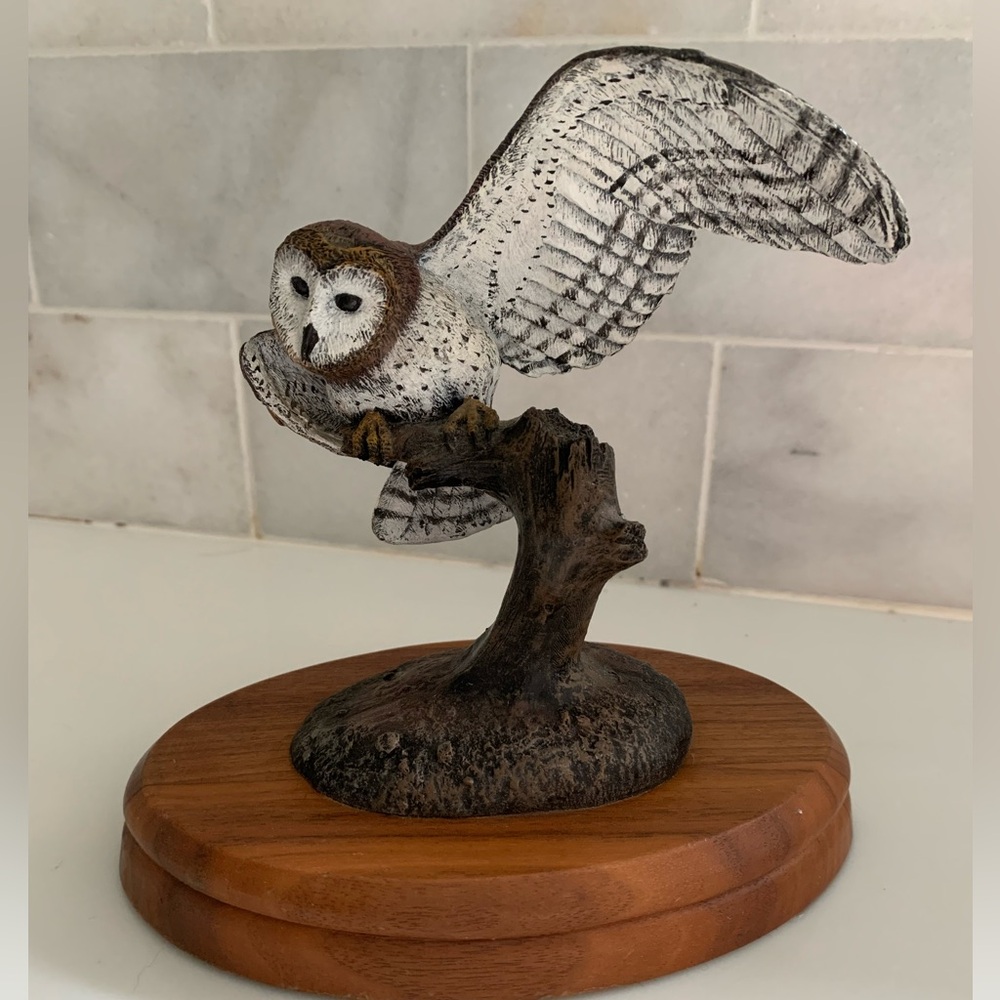 Audobon Owls Herman Deaton Barn Owl Bronze Hand-Painted 1981 Ltd. Ed.
